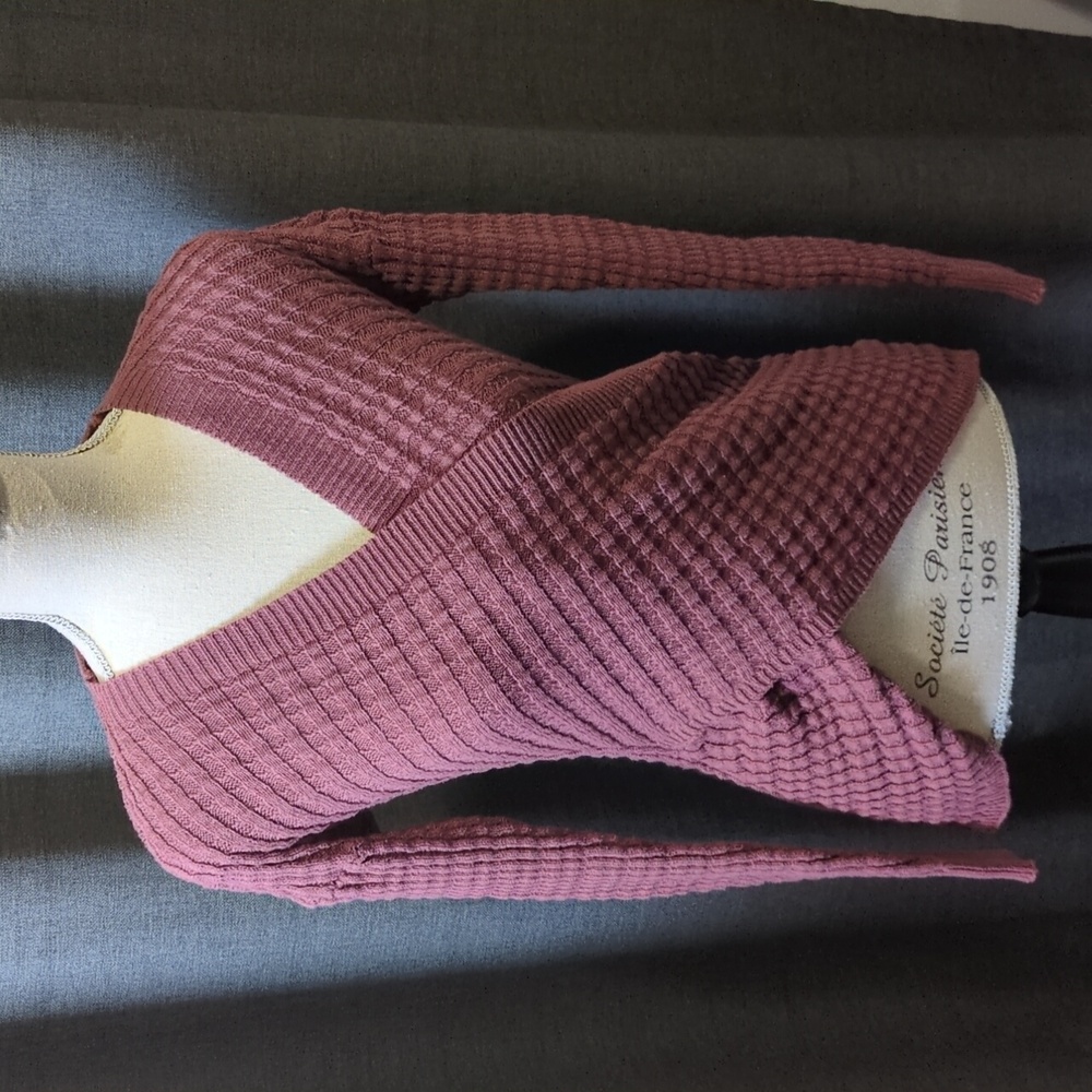 Express V-Neck Criss Cross Sweater - Rich Burgundy XS